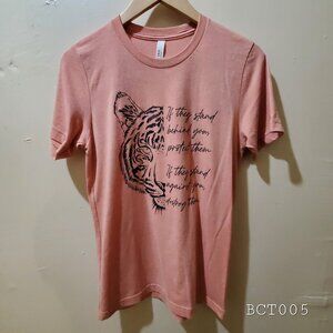 Peach Bella-Canvas Women's Print Shirt with Tiger Image and Quote